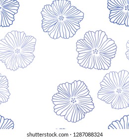Light BLUE vector seamless doodle background with flowers. Glitter abstract illustration with flowers. Pattern for design of fabric, wallpapers.