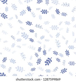 Light BLUE vector seamless doodle backdrop with leaves, branches. Colorful illustration in doodle style with leaves, branches. Design for wallpaper, fabric makers.