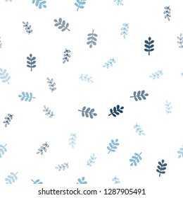 Light BLUE vector seamless doodle pattern with leaves. Decorative illustration with doodles on abstract template. Design for wallpaper, fabric makers.