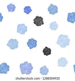Light BLUE vector seamless doodle pattern with flowers. Shining colored illustration with flowers. Template for business cards, websites.
