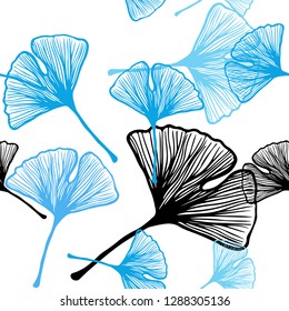 Light BLUE vector seamless doodle template with leaves. Brand new colored illustration in blurry style with leaves. Template for business cards, websites.