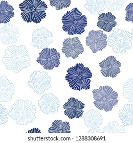 Light BLUE vector seamless doodle background with flowers. Colorful illustration in doodle style with flowers. Pattern for trendy fabric, wallpapers.