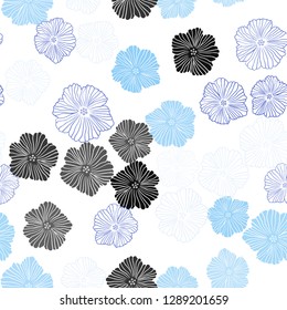 Light BLUE vector seamless doodle background with flowers. Creative illustration in blurred style with flowers. Pattern for design of fabric, wallpapers.