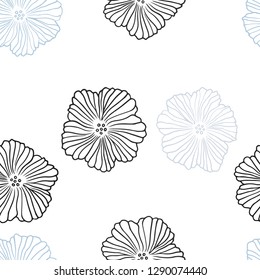 Light BLUE vector seamless doodle background with flowers. Abstract illustration with flowers in doodles style. Design for wallpaper, fabric makers.