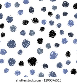 Light BLUE vector seamless doodle background with leaves. Blurred decorative design in Indian style with leaves. Pattern for trendy fabric, wallpapers.