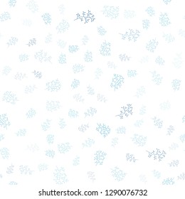 Light BLUE vector seamless doodle background with leaves, branches. Colorful illustration in doodle style with leaves, branches. Pattern for design of window blinds, curtains.