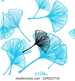 Light BLUE vector seamless doodle texture with leaves. Modern geometrical abstract illustration with leaves. Design for wallpaper, fabric makers.