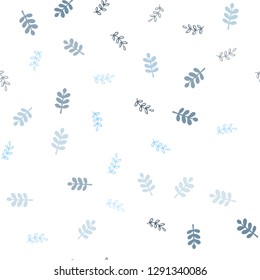 Light BLUE vector seamless doodle texture with leaves. New colorful illustration in doodle style with leaves. Pattern for trendy fabric, wallpapers.