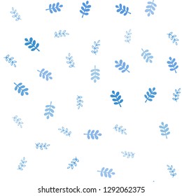 Light BLUE vector seamless doodle backdrop with leaves. Shining colored illustration with leaves in doodle style. Design for textile, fabric, wallpapers.