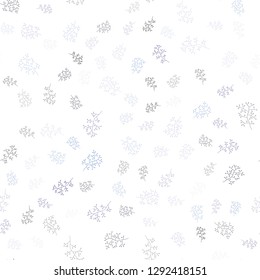 Light BLUE vector seamless doodle template with leaves, branches. Colorful illustration in doodle style with leaves, branches. Design for textile, fabric, wallpapers.