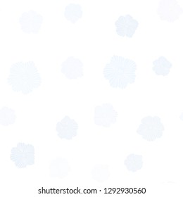Light BLUE vector seamless doodle texture with flowers. Glitter abstract illustration with flowers. Pattern for design of fabric, wallpapers.
