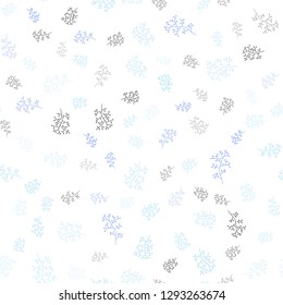 Light BLUE vector seamless doodle texture with leaves, branches. Brand new colored illustration with leaves and branches. Pattern for design of fabric, wallpapers.