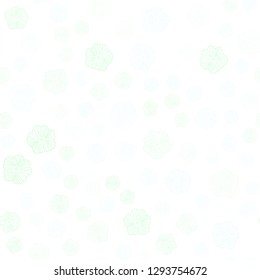 Light BLUE vector seamless doodle template with flowers. Colorful illustration with flowers in doodle style. Texture for window blinds, curtains.