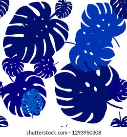 Light BLUE vector seamless doodle pattern with leaves. Sketchy doodles with leaves on blurred background. Template for business cards, websites.