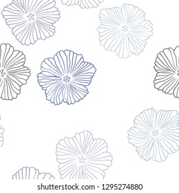 Light BLUE vector seamless doodle pattern with flowers. Creative illustration in blurred style with flowers. Texture for window blinds, curtains.