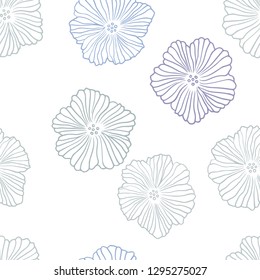Light BLUE vector seamless doodle template with flowers. Illustration with colorful abstract doodle flowers. Template for business cards, websites.