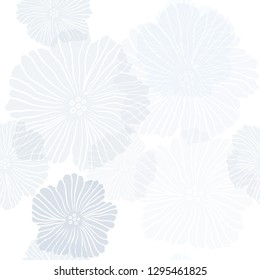 Light BLUE vector seamless doodle pattern with flowers. Abstract illustration with flowers in doodles style. Texture for window blinds, curtains.