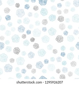 Light BLUE vector seamless doodle pattern with flowers. Doodle illustration of flowers in Origami style. Design for wallpaper, fabric makers.