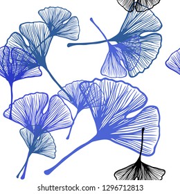 Light BLUE vector seamless doodle background with leaves. New colorful illustration in doodle style with leaves. Pattern for design of fabric, wallpapers.