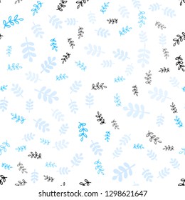 Light BLUE vector seamless doodle pattern with leaves, branches. Modern abstract illustration with leaves and branches. Design for textile, fabric, wallpapers.