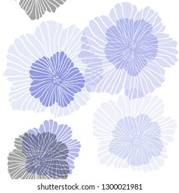 Light BLUE vector seamless doodle pattern with flowers. Doodle illustration of flowers in Origami style. Design for wallpaper, fabric makers.