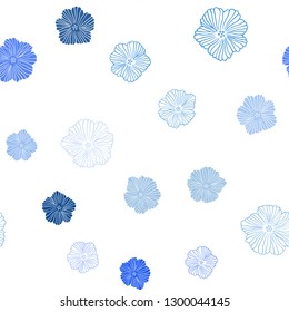 Light BLUE vector seamless doodle pattern with flowers. Brand new colored illustration with flowers. Design for textile, fabric, wallpapers.