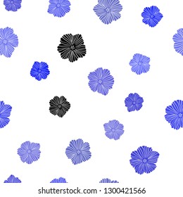 Light BLUE vector seamless doodle background with flowers. Colorful illustration with flowers in doodle style. Design for textile, fabric, wallpapers.