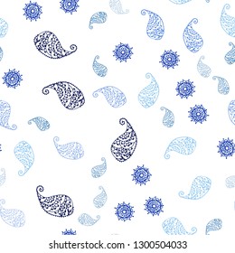 Light BLUE vector seamless doodle backdrop with leaves and flowers. Creative illustration in blurred style with leaves, flowers. Pattern for trendy fabric, wallpapers.