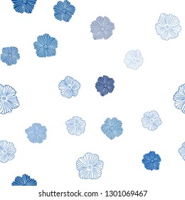 Light BLUE vector seamless doodle pattern with flowers. Illustration with colorful abstract doodle flowers. Design for wallpaper, fabric makers.