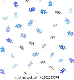 Light BLUE vector seamless doodle background with leaves. leaves on elegant natural pattern with gradient. Design for textile, fabric, wallpapers.