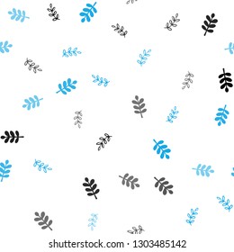 Light BLUE vector seamless doodle background with leaves. Colorful illustration in doodle style with leaves. Pattern for design of fabric, wallpapers.
