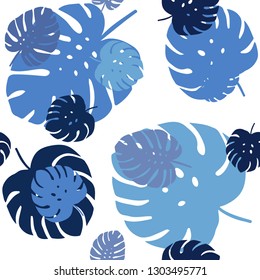 Light BLUE vector seamless doodle backdrop with leaves. Colorful illustration in doodle style with leaves. Pattern for trendy fabric, wallpapers.