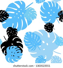 Light BLUE vector seamless doodle pattern with leaves. Glitter abstract illustration with doodles and leaves. Template for business cards, websites.