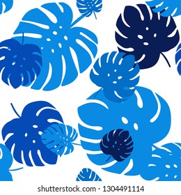 Light BLUE vector seamless doodle template with leaves. Brand new colored illustration in blurry style with leaves. Design for textile, fabric, wallpapers.