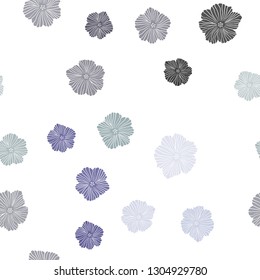 Light BLUE vector seamless doodle pattern with flowers. Creative illustration in blurred style with flowers. Design for wallpaper, fabric makers.