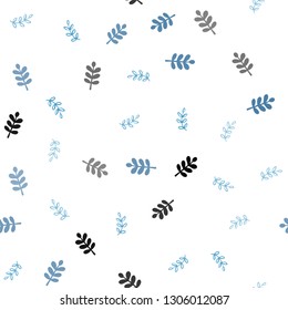 Light BLUE vector seamless doodle layout with leaves. leaves on elegant natural pattern with gradient. Template for business cards, websites.
