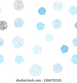 Light BLUE vector seamless doodle texture with flowers. Brand new colored illustration with flowers. Design for textile, fabric, wallpapers.