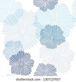 Light BLUE vector seamless doodle layout with flowers. Colorful illustration in doodle style with flowers. Pattern for trendy fabric, wallpapers.