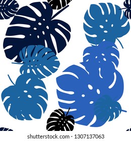 Light BLUE vector seamless doodle backdrop with leaves. Creative illustration in blurred style with leaves. Pattern for design of fabric, wallpapers.