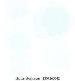Light BLUE vector seamless doodle template with flowers. Sketchy doodle flowers on white background. Design for wallpaper, fabric makers.
