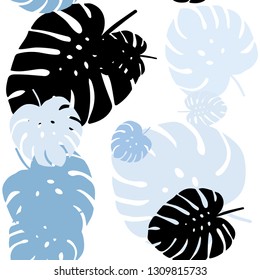 Light BLUE vector seamless doodle pattern with leaves. Colorful abstract illustration with leaves in doodle style. Pattern for design of fabric, wallpapers.