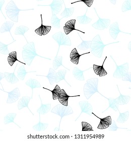 Light BLUE vector seamless doodle layout with leaves. Glitter abstract illustration with doodles and leaves. Template for business cards, websites.