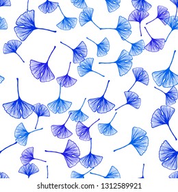 Light BLUE vector seamless doodle background with leaves. Modern geometrical abstract illustration with leaves. Texture for window blinds, curtains.