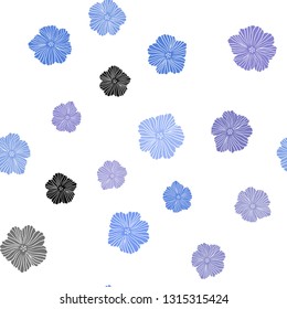 Light BLUE vector seamless doodle backdrop with flowers. Creative illustration in blurred style with flowers. Pattern for trendy fabric, wallpapers.