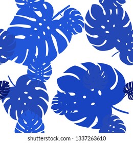 Light BLUE vector seamless doodle background with leaves. Doodle illustration of leaves in Origami style with gradient. Pattern for trendy fabric, wallpapers.