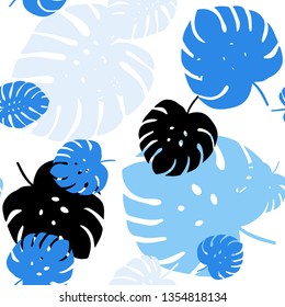 Light BLUE vector seamless doodle background with leaves. Modern geometrical abstract illustration with leaves. Design for textile, fabric, wallpapers.