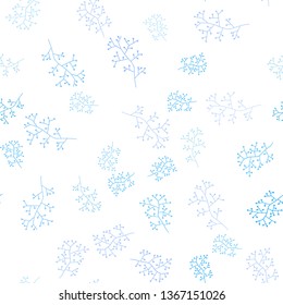 Light BLUE vector seamless doodle layout with branches. Brand new colored illustration with leaves and branches. Texture for window blinds, curtains.