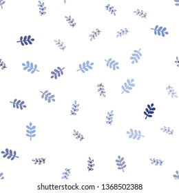 Light BLUE vector seamless doodle pattern with leaves. Brand new colored illustration in blurry style with leaves. Pattern for design of fabric, wallpapers.