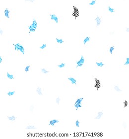 Light BLUE vector seamless doodle backdrop with leaves. Creative illustration in blurred style with leaves. Design for textile, fabric, wallpapers.