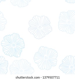 Light BLUE vector seamless doodle pattern with flowers. Abstract illustration with flowers in doodles style. Pattern for design of fabric, wallpapers.